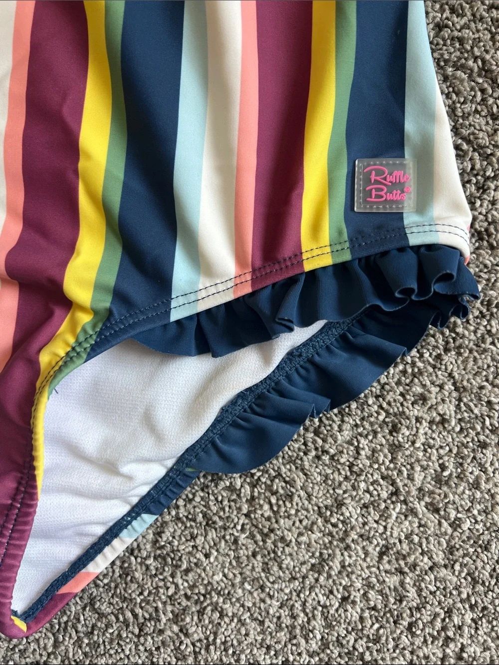 Ruffle Butts Multicolor Stripe Long-Sleeve One-Piece Swimsuit